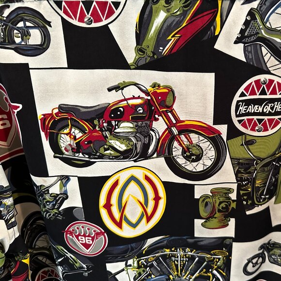 BOX OFFICE ISLAND Men's Motorcycle Theme Camp Shirt XL - Picture 2 of 10